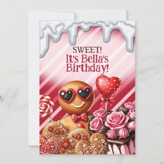 キャンディランドスイーツハートパーティの招待状 招待状 (正面)