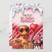 キャンディランドスイーツハートパーティの招待状 招待状 (正面/裏面)