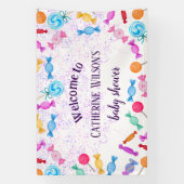 キャンディランドスイーツ棒つきキャンデーベビーシャワー 横断幕 (縦)