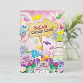 キャンディランドスウィーティバースデーパーティーの招待状 招待状 (スタンド正面)