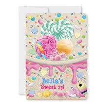 キャンディランドスウィーティバースデーパーティーの招待状