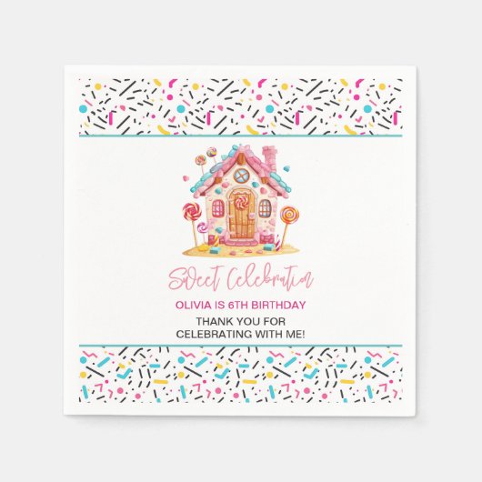 キャンディランドスウィートお祝い子供の誕生日パーティー スタンダードカクテルナプキン (正面)