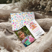 キャンディランドスウィートお祝い子供の誕生日写真 招待状