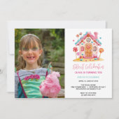 キャンディランドスウィートお祝い子供の誕生日写真 招待状 (正面)