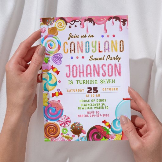 キャンディランドスウィート誕生日パーティーへの招待 招待状