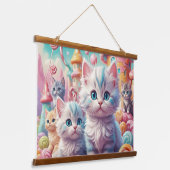 キャンディランドタペストリーの子猫たち 吊り下げ型タペストリー (傾斜あり)