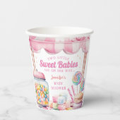 キャンディランドツインズベビーシャワーピンクガール紙カップ 紙コップ (正面)