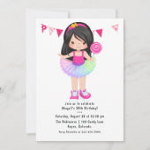 キャンディランドツチュガールバースデーパーティー 招待状 (正面)