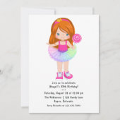 キャンディランドツチュガールバースデーパーティー 招待状 (正面)