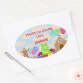 キャンディランドパーティーサンキューステッカー 楕円形シール (封筒)