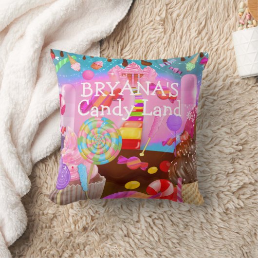 キャンディランドパーティーファンタジースイーツパーソナライズされた クッション (ブランケット)