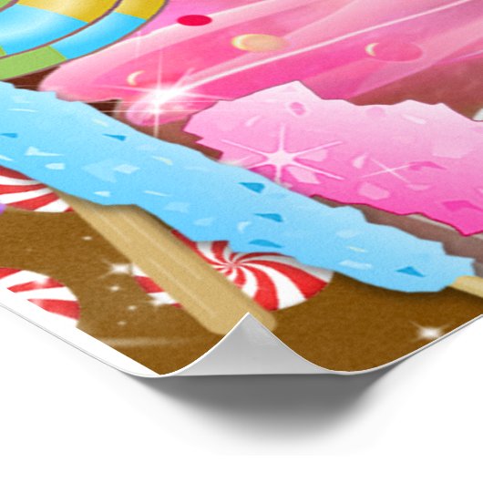 キャンディランドパーティーファンタジーパーソナライズされた誕生日 ポスター (角)