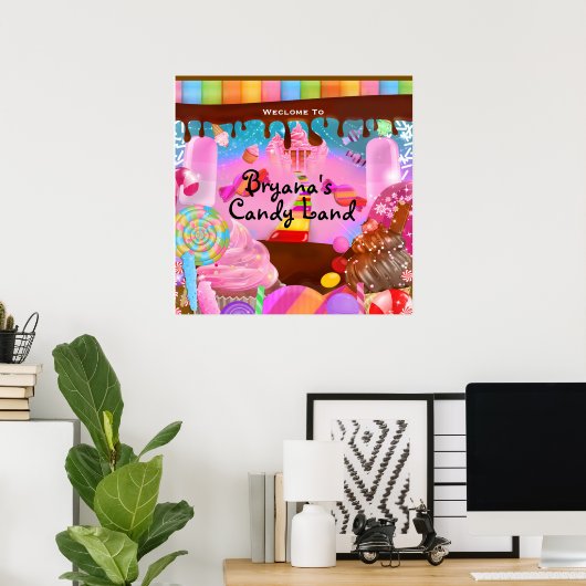 キャンディランドパーティーファンタジーパーソナライズされた誕生日 ポスター (ホームオフィス)