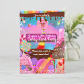 キャンディランドパーティーファンタジーパーソナライズされた誕生日 招待状 (スタンド正面)
