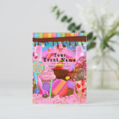 キャンディランドパーティーファンタジー誕生日フライヤー招待状 インビテーションポストカード (スタンド正面)