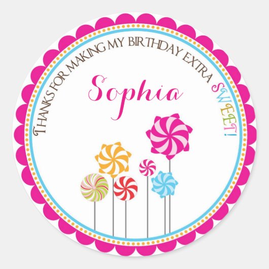 キャンディランドピンホイール誕生日シール ラウンドシール (正面)
