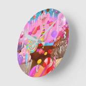 キャンディランドファンタジースイーツブティックスタイルカスタム ラウンド壁時計 (傾斜)