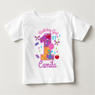 キャンディランドファースト誕生日棒つきキャンデー ベビーTシャツ