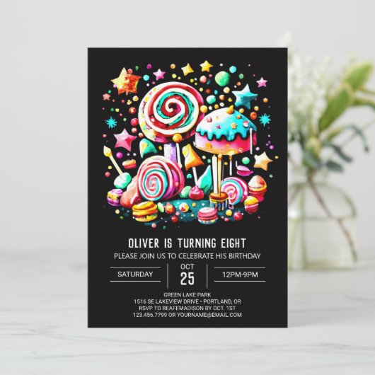 キャンディランドフィエスタ誕生日 招待状 (スタンド正面)