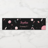 キャンディランドブラックとピンク ペットボトルラベル (シングルラベル)