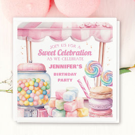 キャンディランドレトロピンクスイーツガールズバースデーパーティー スタンダードカクテルナプキン