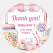 キャンディランドレトロピンクスイーツガールバースデーパーティー ラウンドシール (正面)