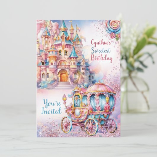 キャンディランド州の誕生日パーティーへの招待 招待状 (スタンド正面)