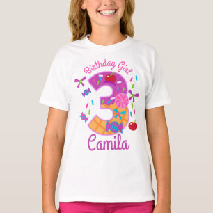 キャンディランド誕生日ガールサード棒つきキャンデー Tシャツ