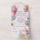 キャンディランド誕生日パーティー招待涙RSVP オールインワン招待状 (内側)