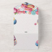 キャンディランド誕生日パーティー招待涙RSVP オールインワン招待状 (外側)