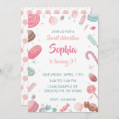 キャンディランド誕生日招待状パーティの招待状 招待状 (正面/裏面)