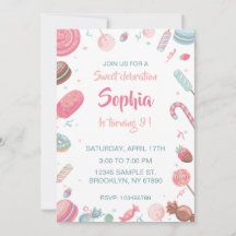 キャンディランド誕生日招待状パーティの招待状