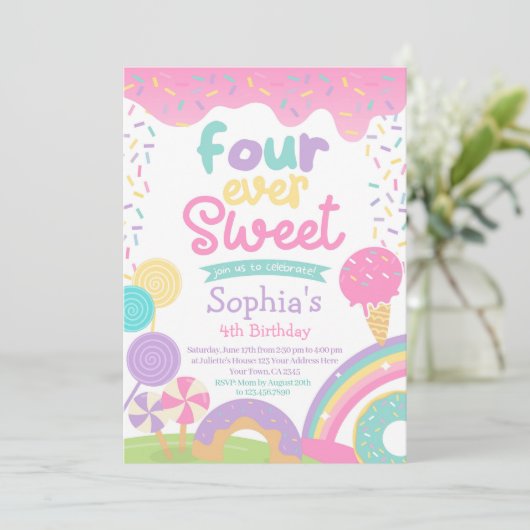 キャンディランド&アイスクリームフォーエバースウィート誕生日 招待状 (スタンド正面)