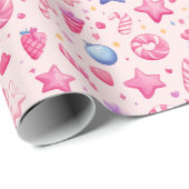 「キャンディランド・クリスマス・スターズ・パターン」 ラッピングペーパー (ロールコーナー)