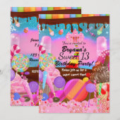 キャンディランド パーティーファンタジー キャンディ カップケーキ フライヤー 招待状 (正面/裏面)