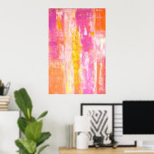 「キャンディランド」ピンクとオレンジの抽象芸術アート ポスター (ホームオフィス)