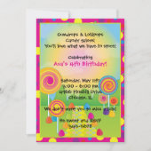 キャンディランド：ピンクの甘い甘い棒つきキャンデーキャンディ 招待状 (正面)