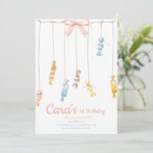 キャンディランド ピンク ファースト バースデー パーティー 招待状 (スタンド正面)