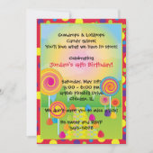 キャンディランド:赤い甘い甘い棒つきキャンデーキャンディ 招待状 (正面)