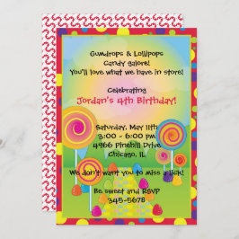 キャンディランド：赤い甘い甘い棒つきキャンデーキャンディ 招待状