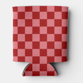 キャンディレッドとキャンディピンクのチェッカーボード 缶クーラー