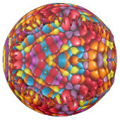 キャンディレッドイエローオレンジヴィンテージ万華鏡のように千変万化するパターン ソフトボール (正面左)