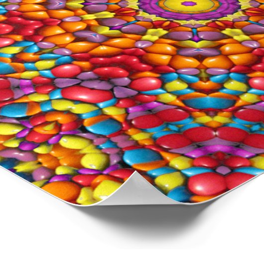 キャンディレッドイエローオレンジヴィンテージ万華鏡のように千変万化するパターン ポスター (角)