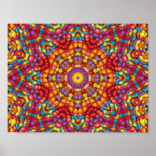 キャンディレッドイエローオレンジヴィンテージ万華鏡のように千変万化するパターン ポスター (正面)