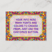 キャンディレッドイエローオレンジヴィンテージ万華鏡のように千変万化するパターン 名刺 (裏面)