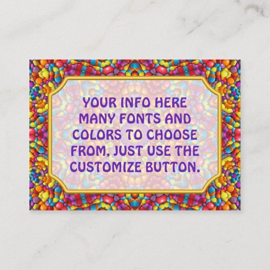 キャンディレッドイエローオレンジヴィンテージ万華鏡のように千変万化するパターン 名刺 (裏面)