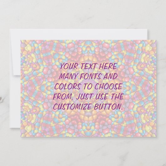 キャンディレッドイエローオレンジヴィンテージ万華鏡のように千変万化するパターン 招待状 (裏面)