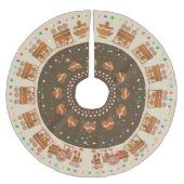 キャンディーがギンジャーブレッドのクリスマストレインを散らす ブラッシュドポリエステルツリースカート (正面)