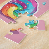 キャンディーとスイーツが入ったかわいいピンクのポニー ジグソーパズル (側面)