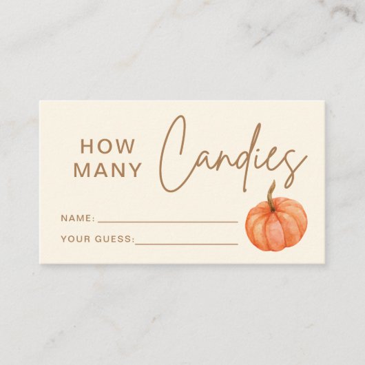 キャンディーのカボチャの赤ちゃんシャワーゲームの数を推測 エンクロージャーカード (正面)